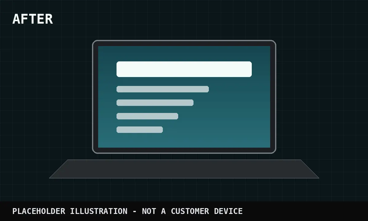 Placeholder illustration of a laptop with a working screen (after)